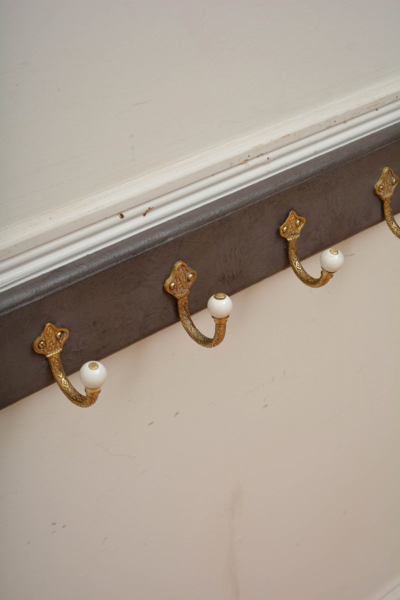 Victorian Brass Coat Hooks Coat Rack - Image 18